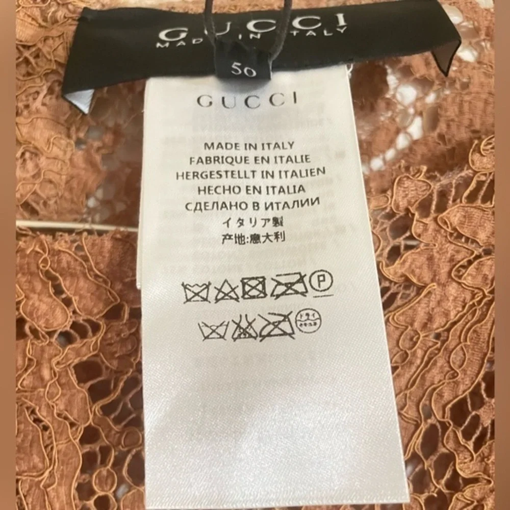 GUCCI Mens Brown Runway Cotton Lace Shirt